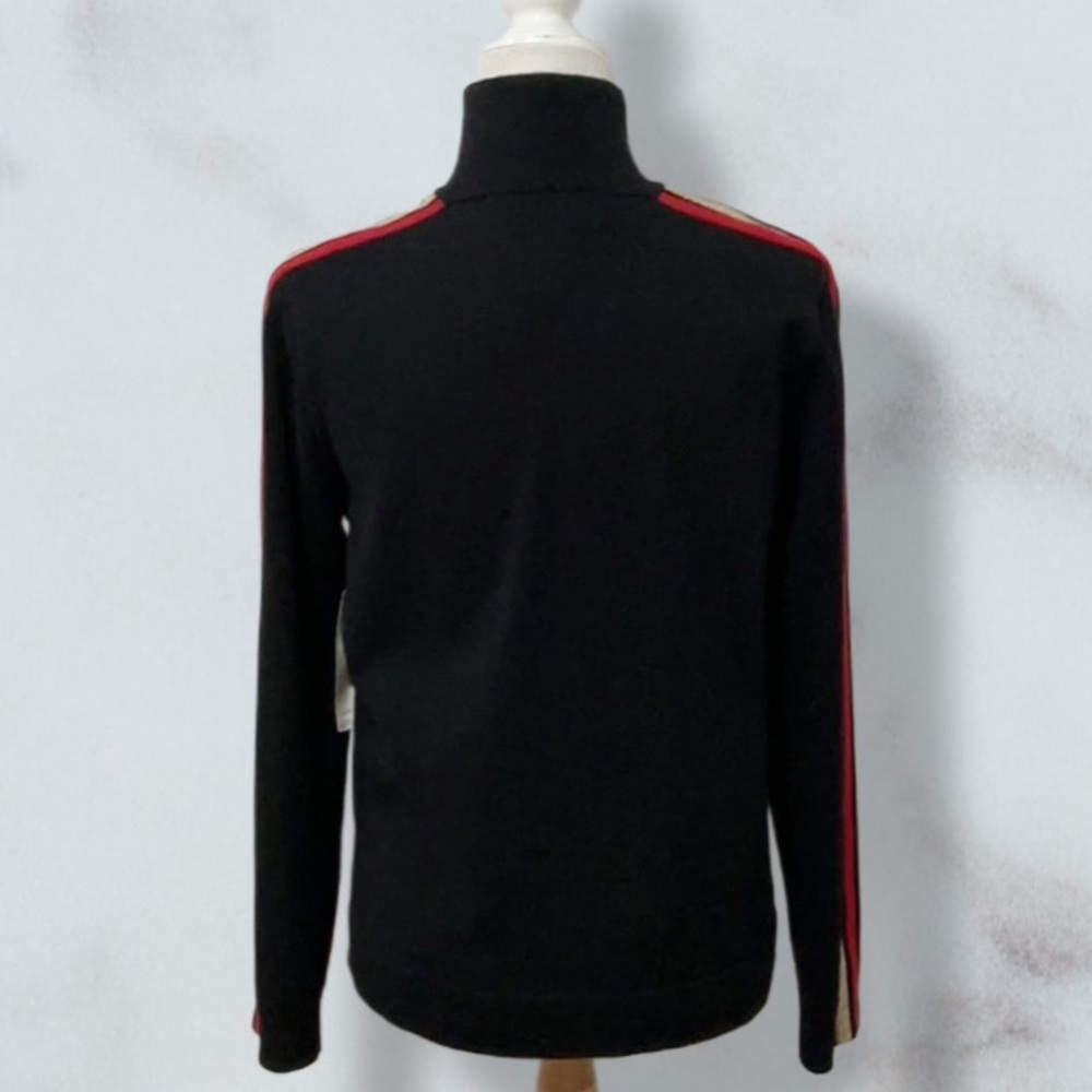 NWT LAUREN ACTIVE RALPH LAUREN Black Knit Golf Top Red Gold Metallic Accents Lg - Picture 7 of 13